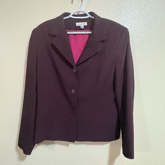 NWOT Amanda Smith Deep Burgundy Blazer with Pink Lining - Picture 2 of 4